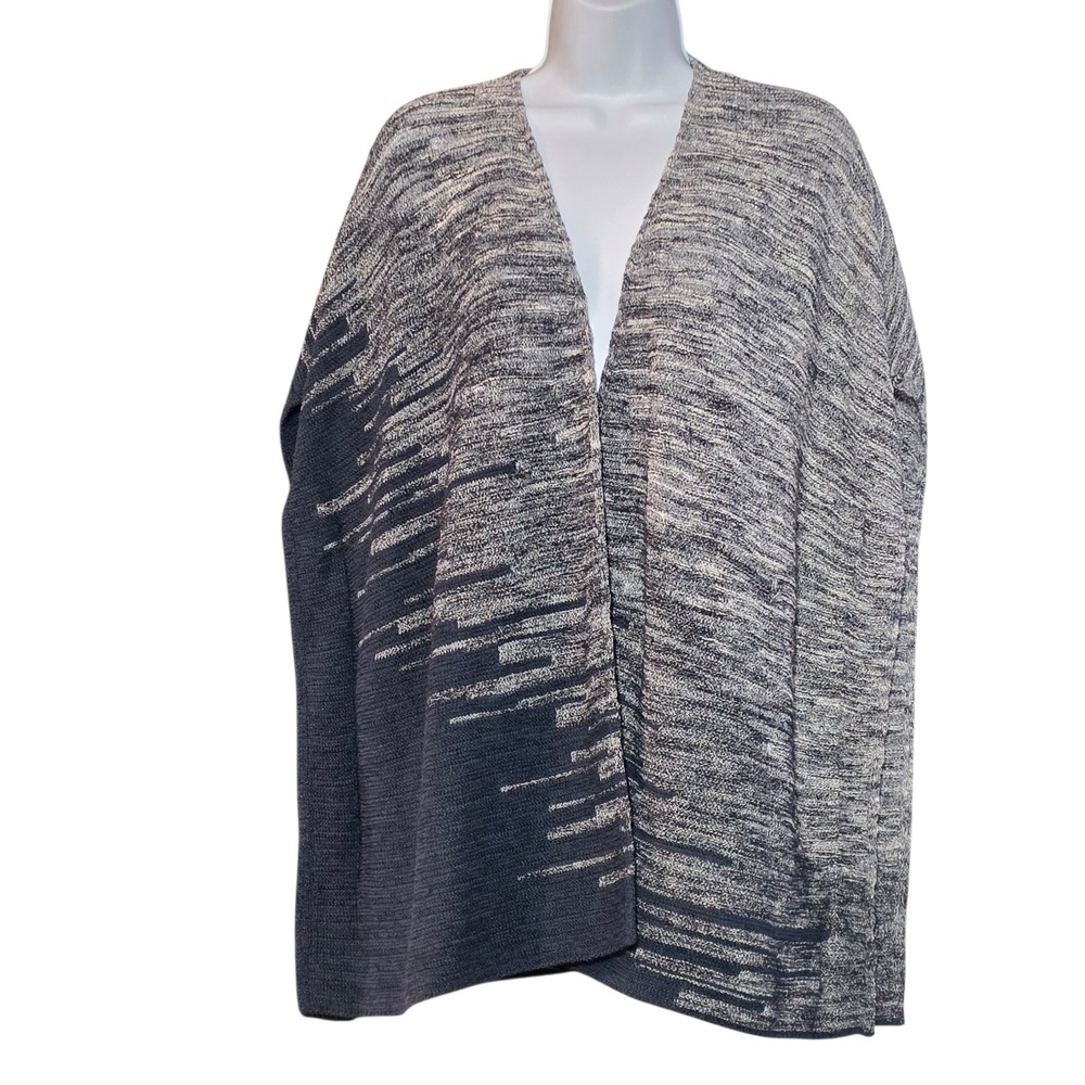 Pure Jill J. Jill Navy Grey Space Dye Open Front Cardigan Sweater‎ Womens M/L